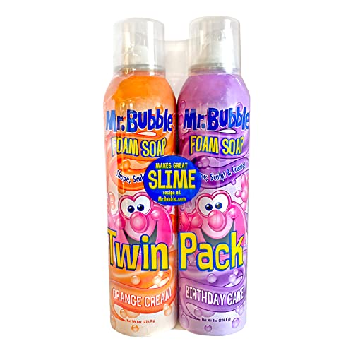 Пенящееся сапун Mr. Bubble Twin Pack - Създаване на детска слуз за вана, Лепите планината Мек, Пухкав, Формуемого