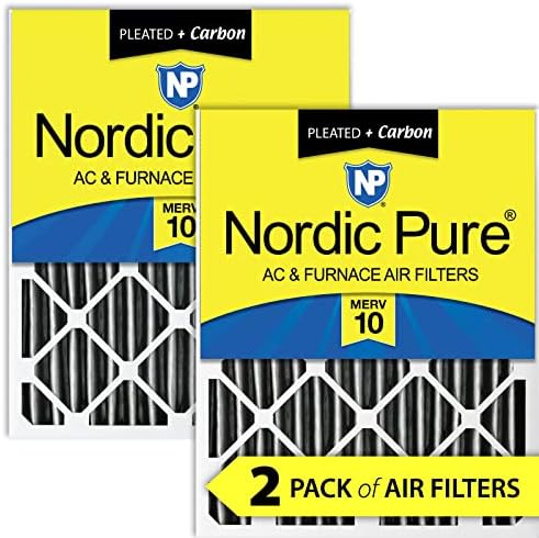 Nordic Pure 12x24x4 MERV 10 Плиссированных Плюс Карбонови Въздушни филтри за печки ac 2 Опаковки