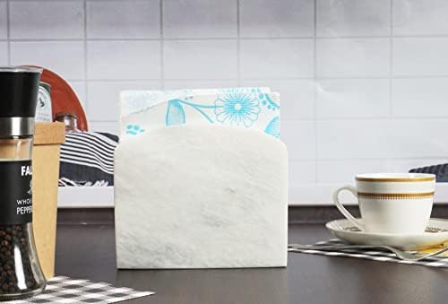 Държач за кърпички RADICALn от бял мрамор, Ръчно изработени, Държач за Салфетки за маса за Хранене - Лесният Модерен Титуляр за хартиени кърпи за дома и кухня, Плот - Изпо