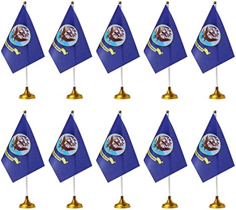 WXTWK 12 Опаковане. Американски Тенис на Флаг ВМС на САЩ, Малки Мини-Настолни Знамена В Стил милитари САЩ СЪС Стойка,