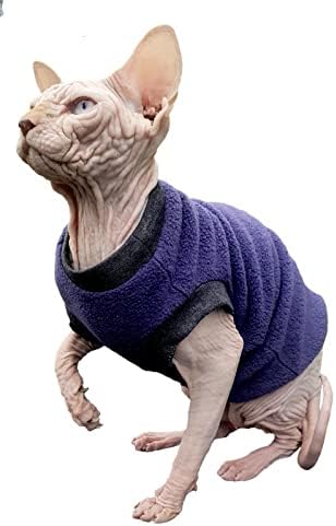 Котешки пуловер Kotomoda от лилаво руно за сфинксове и голи котки (Средно)