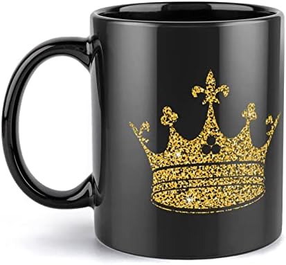 Керамична Чаша с Принтом Златна Корона, Кафе, чаена Чаша, Чаена Чаша, Забавен Подарък за Офис, Дом, Жени, Мъже (Черен,