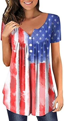 На 4 юли, Блузи-Ризи за жени, Тениска с образа на Американския флаг, Прикрива Корема, Летни Ежедневни Блузи С Къс
