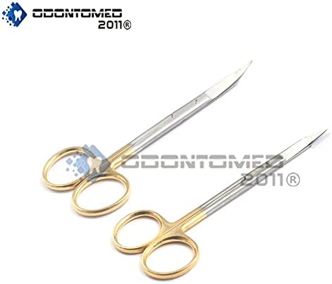OdontoMed2011 Комплект от 2 ножици за тенотомии SuperCut на Daniela 4 прави и Извити Позлатени ODM