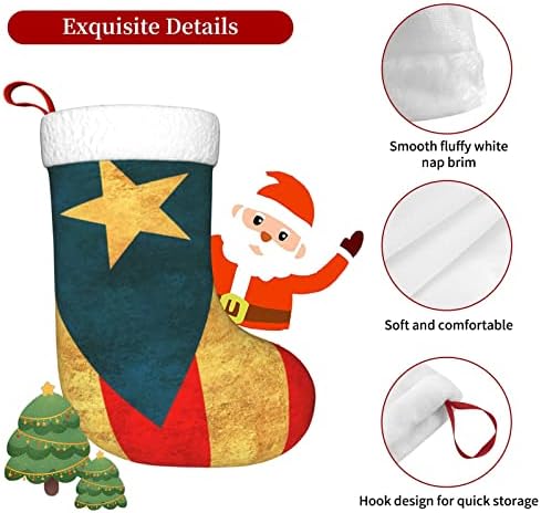 QG ZZX Флаг Пуерто Рико Коледен Отглеждане на Коледни Чорапи, Окачен Чорап За Камина 18 Инча Празнична Украса