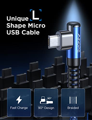 AINOPE [2] Кабел Micro USB Кабел за зареждане Micro USB Под прав ъгъл 6,6 фута, Висока скорост на Синхронизация