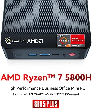 Мини PC Beelink SER5, AMD Ryzen 7 5800H (до 4,4 Ghz) 6C/12T, мини-компютър 32 GB оперативна памет DDR4, 500 GB NVMe