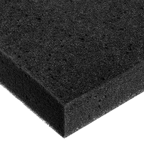 Лист полиуретанова пяна, черен, 3 кг / куб. метър, с дебелина 4 инча х 12 см височина х 12 см Дължина