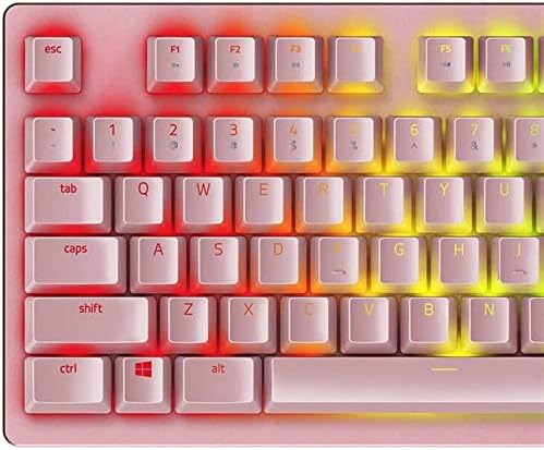 Детска клавиатура HAZHU Жични Клавиатура с led подсветка RGB и Изходи за Игра на PC с Windows (104 клавиша, розов)