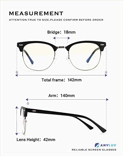 ANYLUV Blue Light Блокер Очила Класически Полуободковые Прозрачни Лещи Срещу Пренапрежение на Очите Компютърни Игри Очила за Мъже Жени