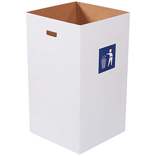 Гофрированное кофа за боклук с логото на отпадъци, 50 литра, 18 x 18x 36, Бял, 10 бр/Комплект с отстъпка за Доставка