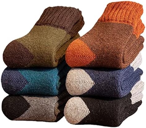 Чорапи за Зимни Чорапи С цветни Шевове Тенденция за Мъже на Супер Дебели Обикновена Топли Чорапи С Линия, Вълнени
