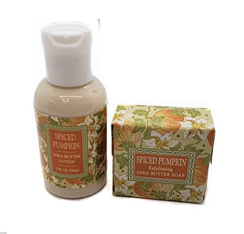 Комплект от есенната колекция Greenwich Bay Търговия: Пикантни тиква - 2 унции мини-сапун в опаковка + 2 унции мини-лосион