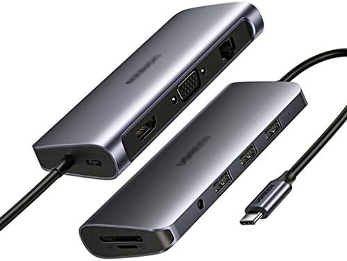 SLSFJLKJ C USB Хъб 10 в 1 USB Type C до 4K, HDMI USB 3.0 VGA PD 3,5 мм Пълнофункционално Hub