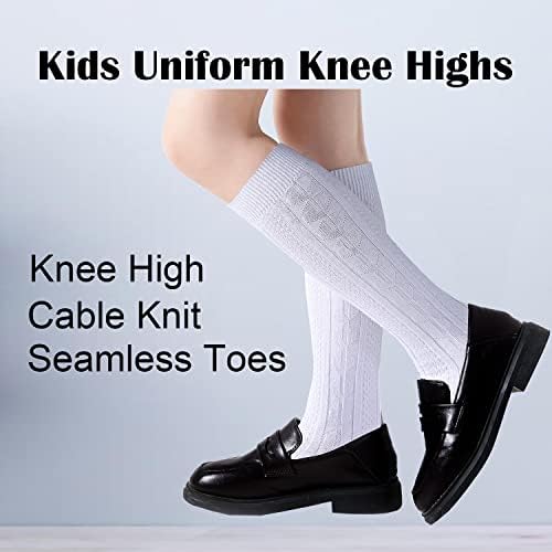 EPEIUS/ Чорапогащи до коляното за момичета, Безшевни Чорапи Памук за училищна униформа, Обикновена Чорапогащи до коляното за момчета, Чорапи над Пищяла