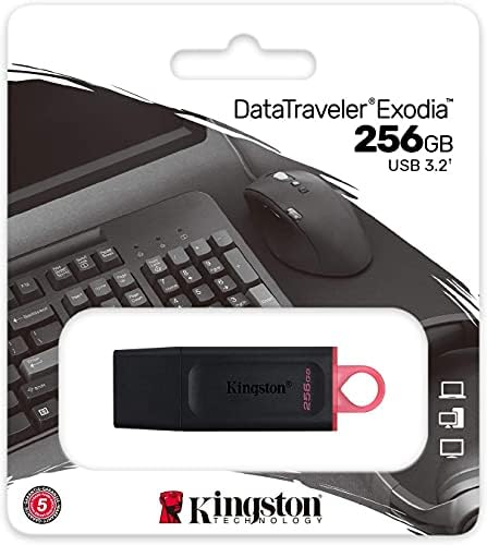 USB флаш памет Kingston 256GB Exodia DataTraveler (комплект от 2 теми) USB 3.2 Type-A, високоскоростни пръчка със