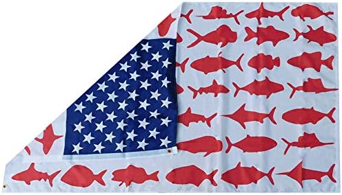 Вятър 3x5 САЩ Рибен Флаг Делфин, риба Тон, Акула Американски Флаг Премия за Качество, Устойчиви На Избледняване,