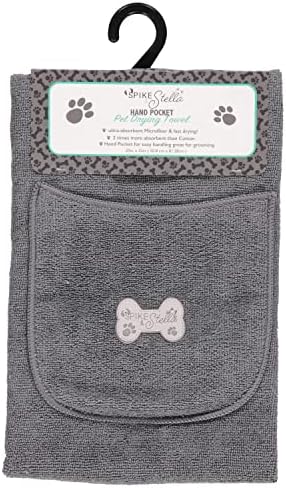 Спайк и Стела, ультрапоглощающее кърпа от микрофибър за сушене джобове за кучета, грижа за тях и за къпане, сиво