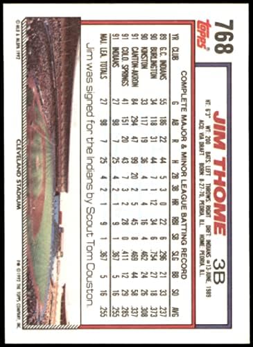 1992 Topps # 768 Джим Е Кливланд Индианс (Бейзболна картичка) NM/MT Индианс