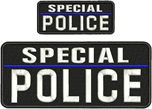 Специална полицейска нашивка Blue LINE EMB с цип 4X10 и 2X5 на гърба BLK/White - Нашивка с бродерия, за да якета,