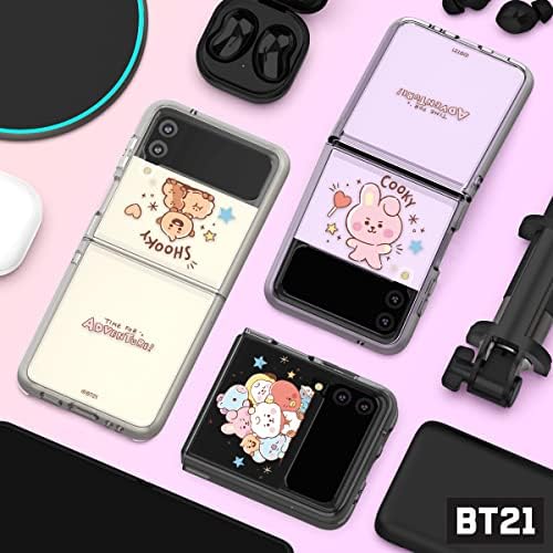 Официален продукт BT21 за Galaxy Z Flip Case 3 (2021) BT21, Прозрачен калъф за телефон с детски модел, Звено