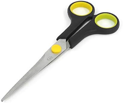 Ножици за домашния офис, X-DREE с черно-жълта пластмасова дръжка от неръждаема стомана (неокисляемые Tijeras de