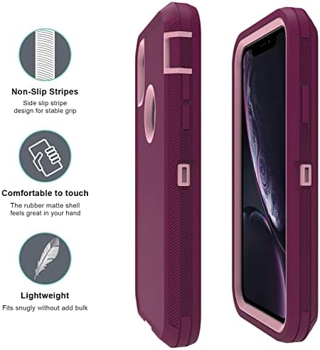 Bnuoda за iPhone XR Чанта-кобур с клип за колан, защита от падане, Здрав калъф за цялото тяло, с клип за колан,
