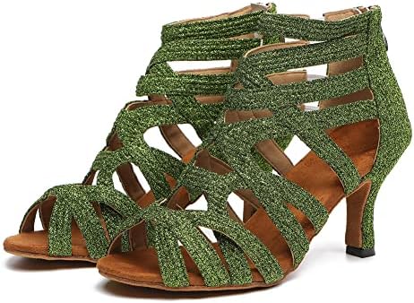 RUYBOZRY/ Дамски Обувки за латино Танци с Отворени пръсти, Танцови Обувки за балните танци Салса, YCL521