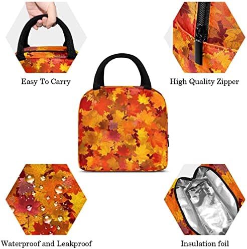 Чанта за Обяд Оранжеви Есенни Листа е Преносима Чанта за Обяд Изолиран Обяд-Бокс за многократна употреба Контейнер