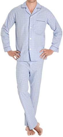 Мъжки пижамная риза и Панталони Brooks Brothers 3841 от памук, копчета в Синьо клетка Glen
