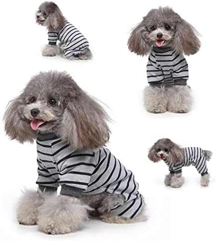 Пижами Enipoly за малки кучета и котки (опаковка от 3 теми), едно Парче Гащеризон, Удобна риза, XL, Зелен| Сив |