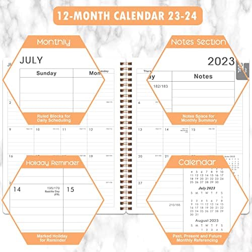Планер на 2023-2024 години - Седмичен и месечен списък с юли 2023 до юни 2024 г., Планер с размери 8 x 10 инча върху