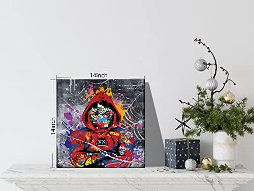 Монтаж на стена с графити изкуството в стил Гугика за всекидневната, Плакат на платно с Супергерой за Спалня, Цветен