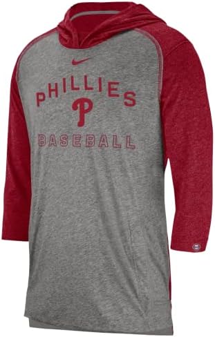 Hoody-пуловер на Nike Philadelphia Phillies Flux Performance с ръкави 3/4 - Сив в Клетката