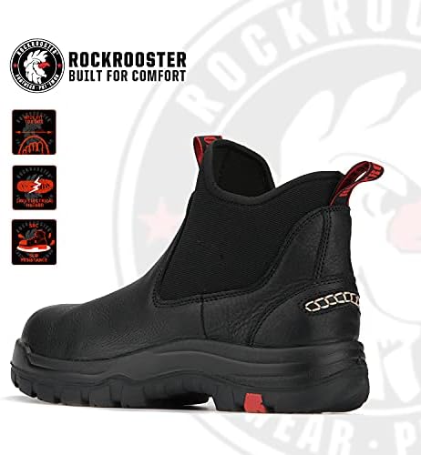 Мъжки обувки Челси ROCKROOSTER, 6-цолови Черни Работни Обувки с меки пръсти, Водоустойчив, Защитен, Без Закопчалка, Стандарт ASTM F2892 AK303