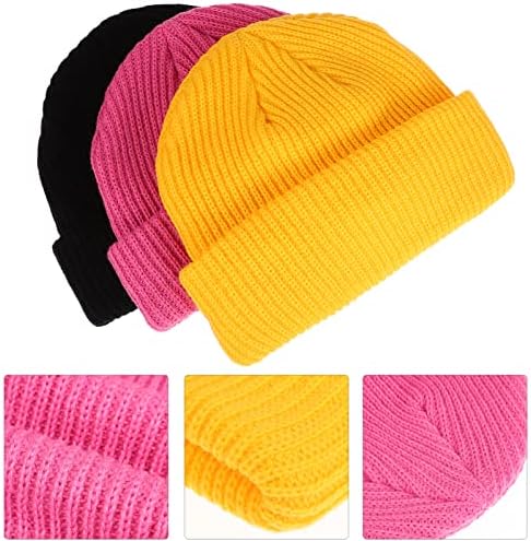 KESYOO 3 Опаковки шапки за еднократна употреба-Бини Есен-Зима Възли Топли Шапки с Припокриване, за Жени, Мъже Юноши