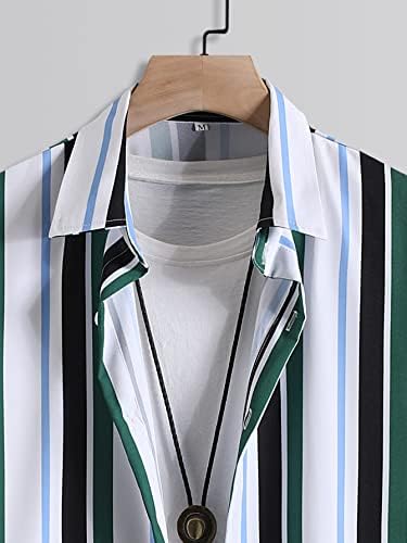 Мъжки дрехи SHENHE от 2 теми, Раирана Риза с къс ръкав копчета и Комплект Шорти