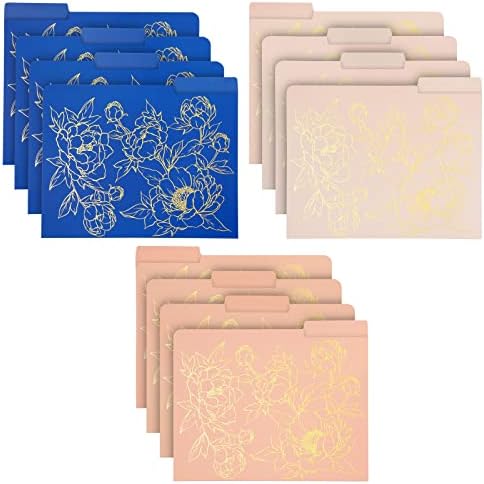 12 Опаковки Декоративни папки с цветен модел за жени с инкрустации от златно фолио, с размер на буквите 1/3 за канцеларски