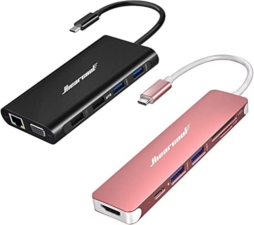 Hiearcool C USB Хъб за MacBook Pro, USB C ключ 7 в 1, Многопортовый USB адаптер C-HDMI е Съвместим с лаптопи, USB,