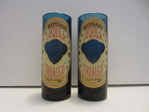 Комплект от 2 Двойни питиета за текила Коралехо Репосадо Гуанахуато в Мексико Blue Glass Shooter