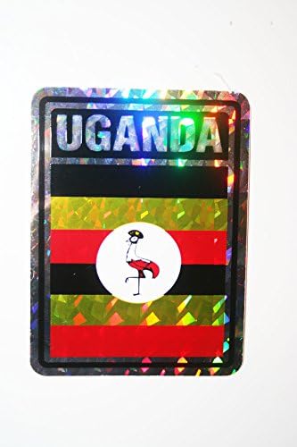 Метална броня Стикер с квадратна флага на страната Уганда.. Размер: 4 x 3 Нова ..