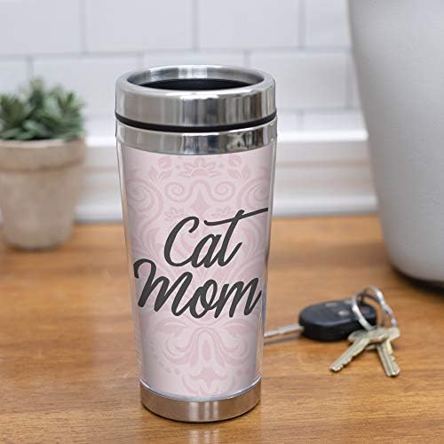 Котка с бантиком Cat Mom Пътна чаша от Неръждаема Стомана с 16 унции с Капак