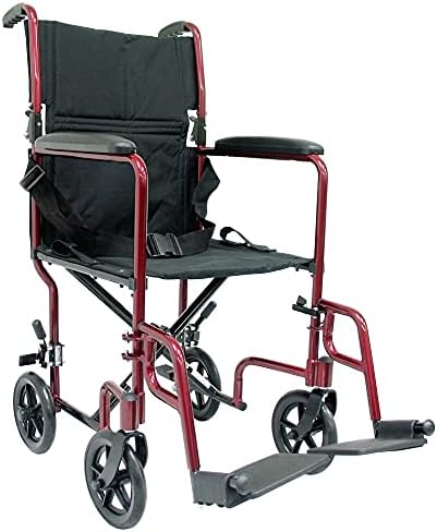 Джоб K-LT-2019 19 Седалка тегло 19 кг Сверхлегкая транспортна инвалидна количка с подлакътник по цялата дължина цвят бордо