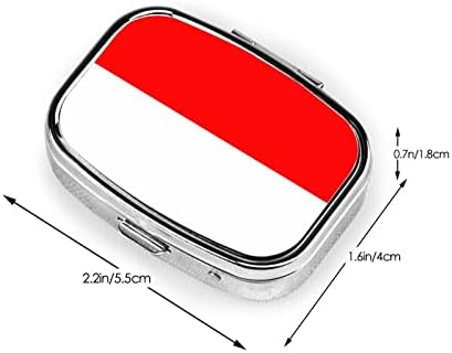 Флаг Индонезия Квадратна Мини-Кутия За Хапчета Метален Органайзер за Лекарства Удобен За Пътуване Преносим Калъф