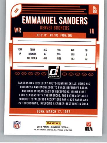 2018 Donruss Football 88 Емануел Сандърс Denver Broncos Официалната търговска картичка NFL