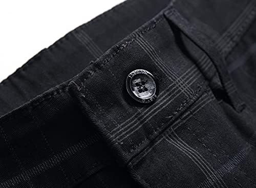 Мъжки панталони-Чиносы, Дебнещ Проверени панталони с плоска предна част, Стрейчевые Тънки Стилни Ежедневни Панталони