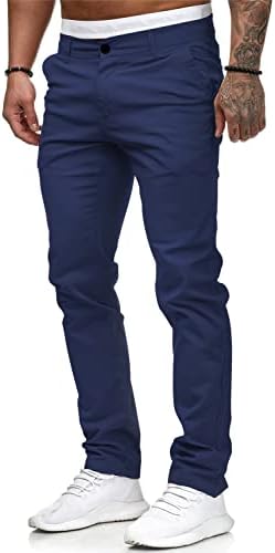 Мъжки Панталони-скинни HUNGSON Chinos Slim Fit Stretch С плоска предна част Отпред