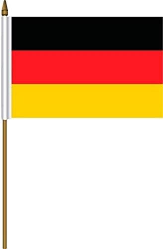 Германия е Малък 4 X 6-Инчов Мини-Флаг на Страната-Стик Банер с 10-Инчов Пластмасов Полюс Полиестер Нова