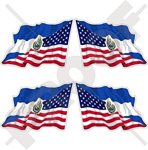 Съединените Щати и Салвадор, Сащ Salvadoran който да се вее флаг Салвадор 2 (50 mm) Винилови стикери, Стикери x4