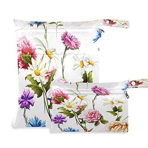 Плажната чанта за влажни сушене с цветя на карамфил и лайка Kigai, 2 опаковки - Тъканни Чанти за Памперси - Водоустойчив